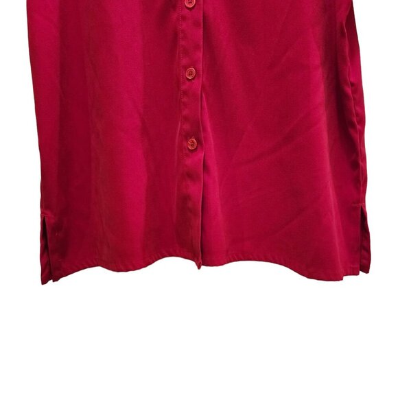 Denim & Co. Button Down Shirt Jacket Womens Size 1X Red 3/4 Casual Sleeve Slit - Picture 5 of 7